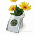 Multifunctional Water Power Desk Clock with Flower Vase, Ideal for Table Decorations